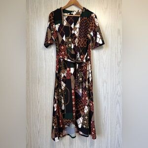 EST. 1946 Chain Print Wrap Midi Dress Size Large